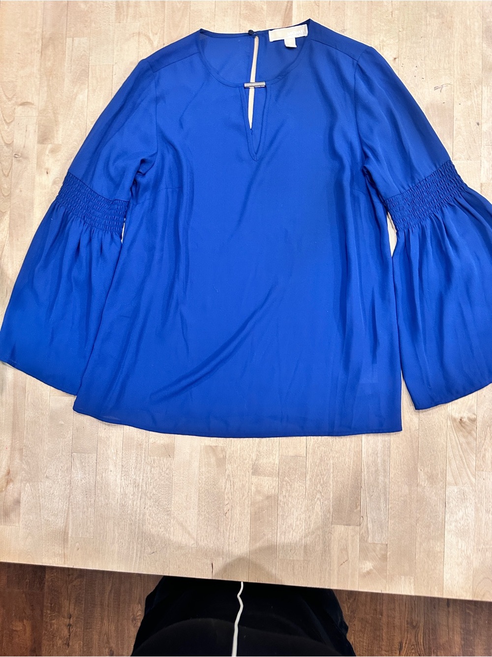 MICHAEL Michael Kors Royal Blue Smocked Bell Sleeve Blouse